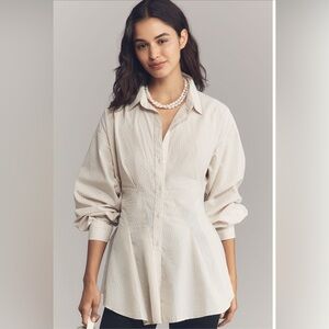 Maeve Long- Sleeve Waisted Buttondown Shirt